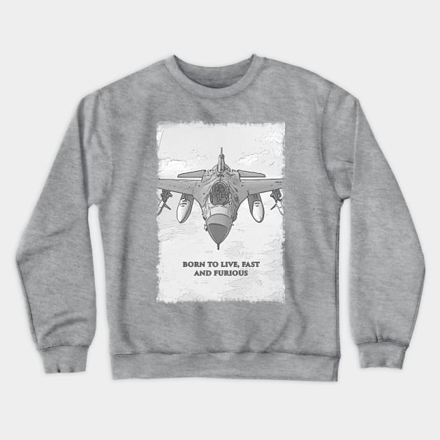 Fighter Jet Born P25 Crewneck Sweatshirt by FasBytes